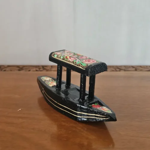Small Paper Machie Black Shikara - Floral Elegance