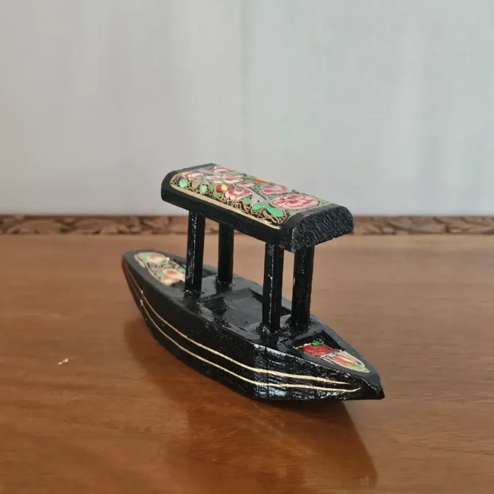 Small Paper Machie Black Shikara - Floral Elegance