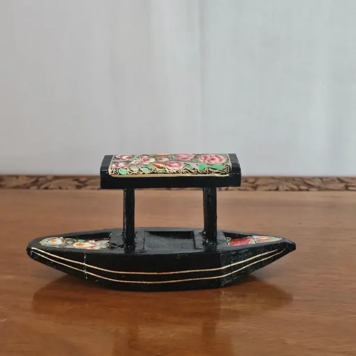 Small Paper Machie Black Shikara - Floral Elegance - Image 2