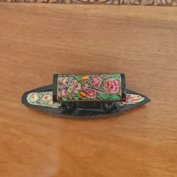 Small Paper Machie Black Shikara - Floral Elegance - Image 3