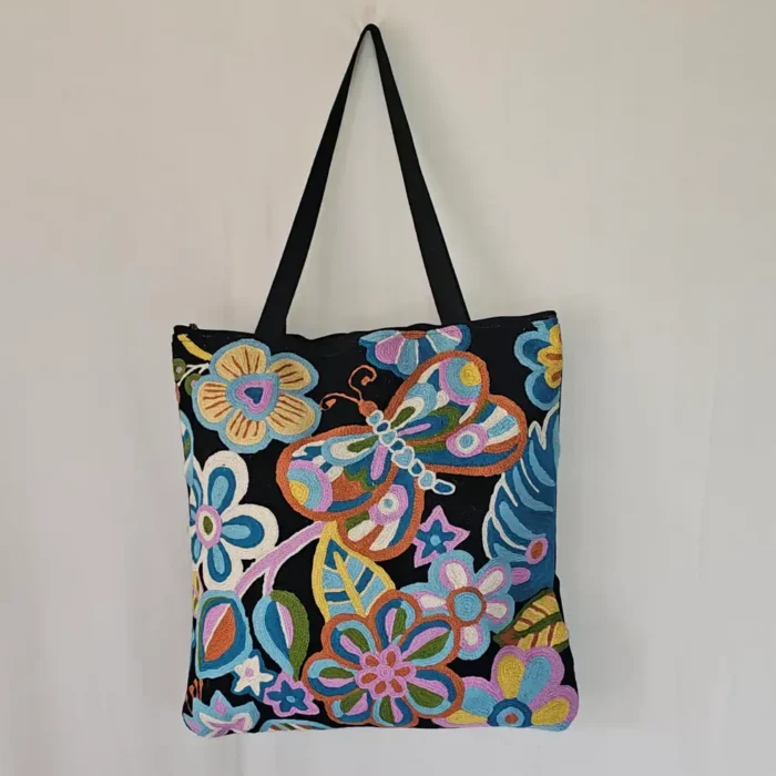 Kashmiri Hand Chain Stitch Embroidered Handbag | Wool Thread Embroidery