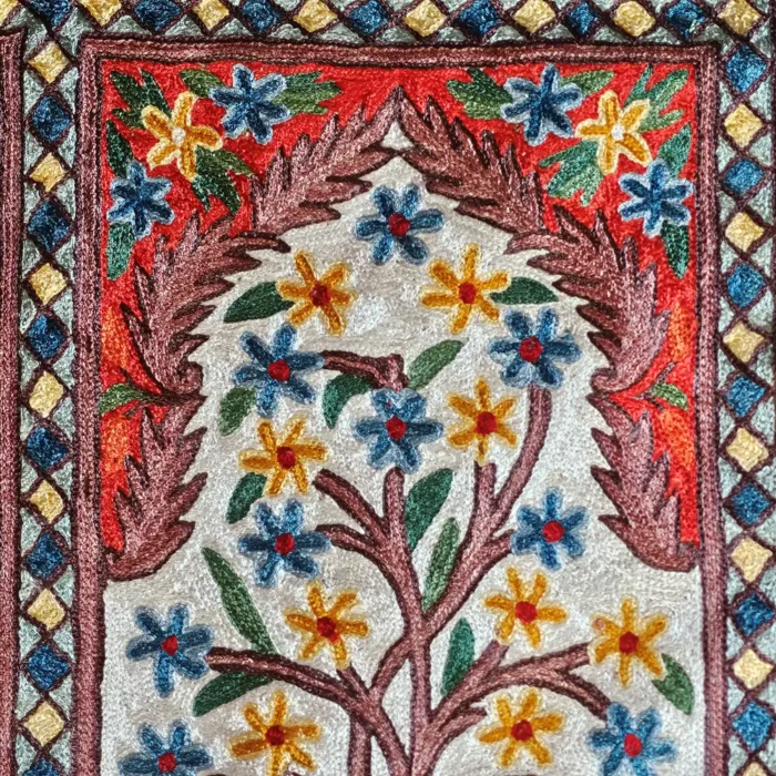 Dusooty Cotton Runner with Kashmiri Silk Chain Stitch Embroidery - Image 5