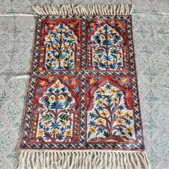Dusooty Cotton Runner with Kashmiri Silk Chain Stitch Embroidery - Image 2