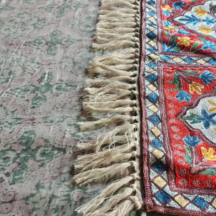 Dusooty Cotton Runner with Kashmiri Silk Chain Stitch Embroidery - Image 3