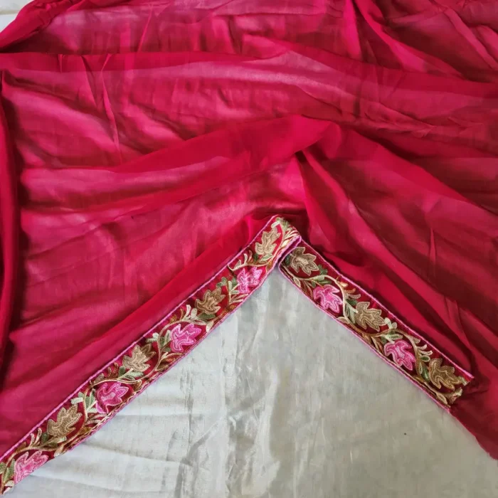 Kashmiri Red Chinar Saree with Multi Ari Work | Lal Bazaar - Image 4