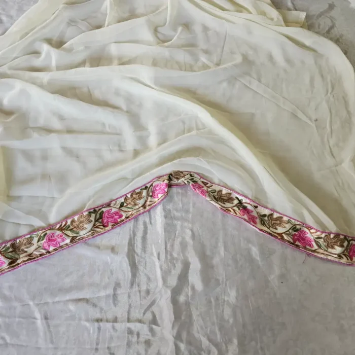 Kashmiri Creamy Chinar Saree with Multi Aari Work | Lal Bazaar | Lal Bazaar - Image 4
