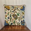 Kashmiri White Dusoot Cotton Cushion Covers (Set of 2) - Chain Stitch (18x18)