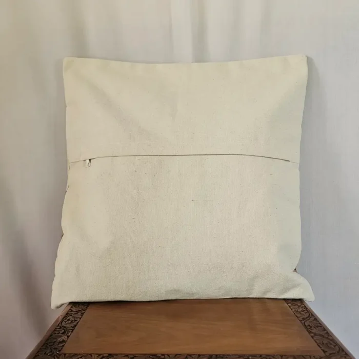 Set of 2 Kashmiri Maroon Dusoot Cotton Cushion Covers - Hand Chain Stitch - Image 5