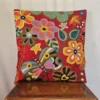 Set of 2 Kashmiri Maroon Dusoot Cotton Cushion Covers - Hand Chain Stitch