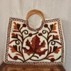 Kashmiri Rectangle Crewel Carry Bag with Wooden Handle - Pahalgam Collection