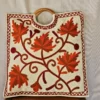 Kashmiri Square Crewel Carry Bag with Wooden Handle - Pahalgam Collection