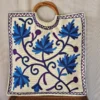 Kashmiri Embroidered Square Crewel Carry Bag with Wooden Handle - Pahalgam Collection