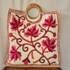 Kashmiri Square Crewel Carry Bag with Wooden Handl - Pahalgam Collection