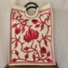 Kashmiri Floral Long Crewel Bag with Sleek Black Handle – Pahalgam Collection