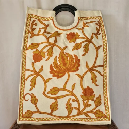 Kashmiri Long Crewel Bag with Black Handle – Pahalgam Collection