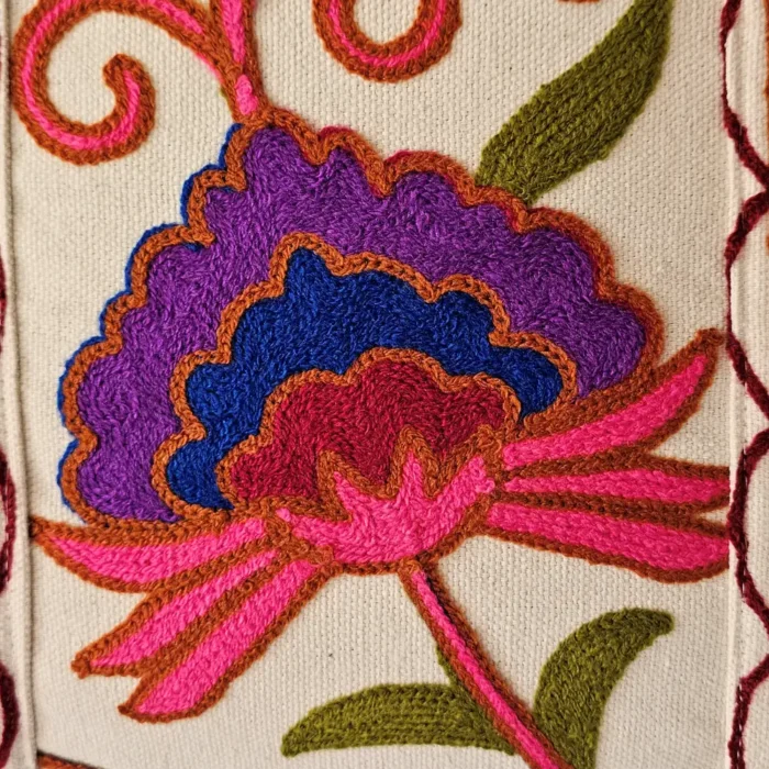 Kashmiri Crewel Embroidered Tote Bag | Shoulder Bag with Floral Embroidery - Pahalgam - Image 3