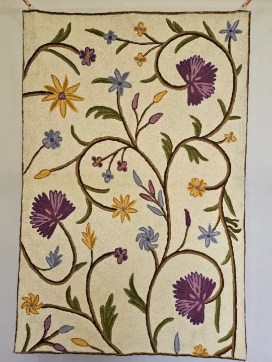 Kashmiri Cream Chain Stitch Wall Hanging - Hand Embroidery