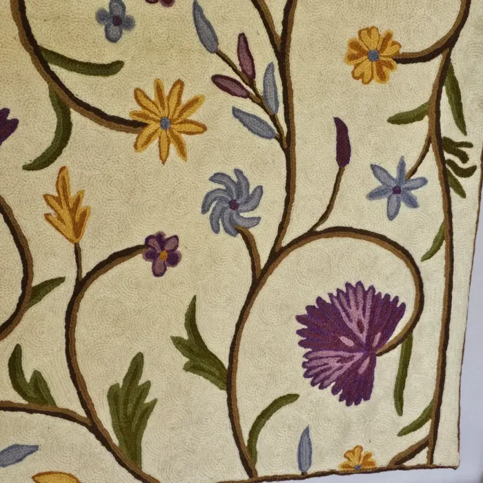 Kashmiri White Chain Stitch Wall Hanging - Hand Embroidery - Image 3
