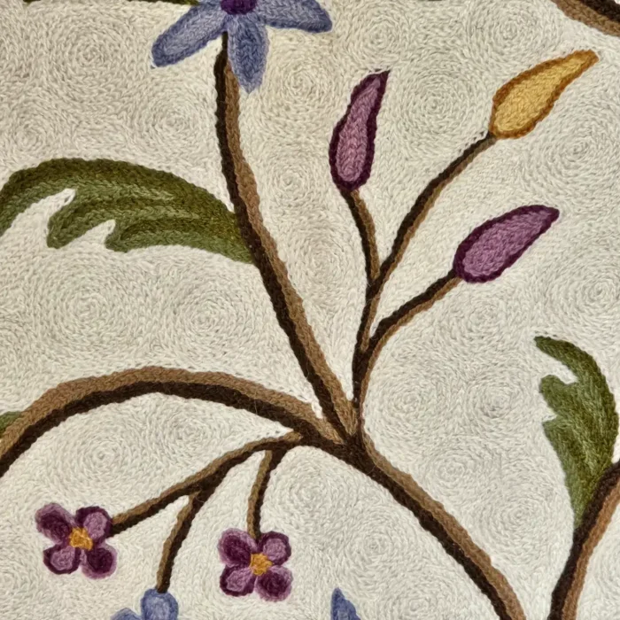 Kashmiri White Chain Stitch Wall Hanging - Hand Embroidery - Image 4