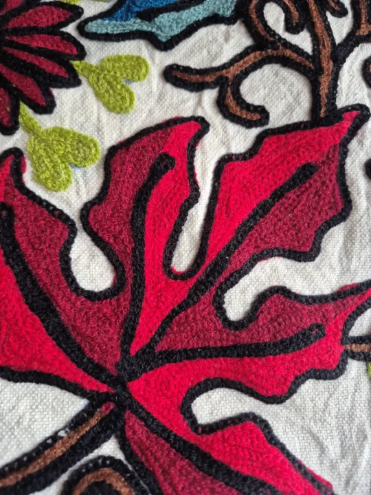 Set of 2 - Kashmiri Cotton Chinar Cushion Cover with Crewel Embroidery | 16x16 - Image 3