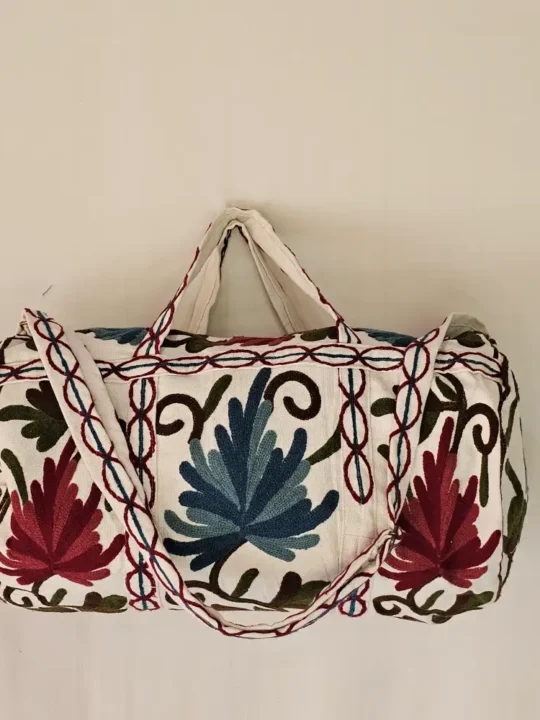 Kashmiri Small Crewel Embroidered Dholki Bag with Floral Embroidery - Pahalgam Collection