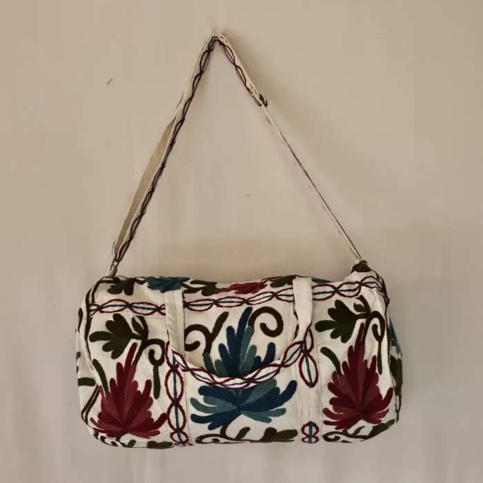 Kashmiri Small Crewel Embroidered Dholki Bag with Floral Embroidery - Pahalgam Collection - Image 2