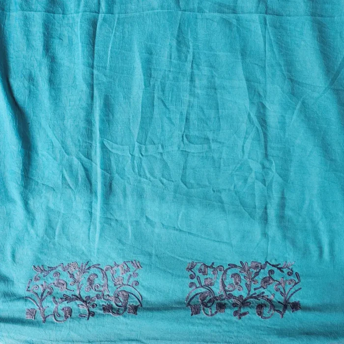 Kashmiri Light Sea Green Cotton 2PC Unstitched Suit Fabric With All over Jaal Badami Work - Khayam - Image 4