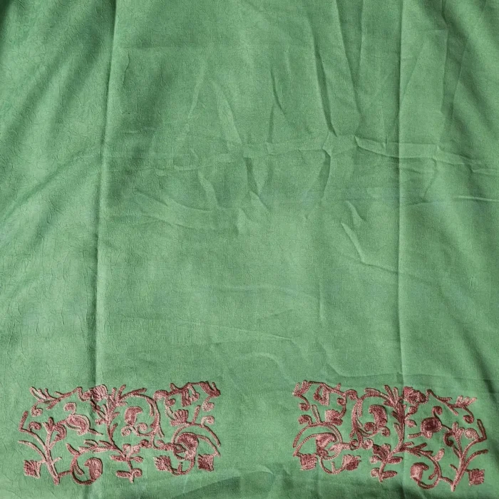 Green Kashmiri Cotton 2PC Unstitched Suit Fabric With All over Jaal Badami Work - Khayam - Image 4