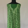 Kashmiri Cotton 2PC Green Unstitched Suit Fabric With All over Jaal Badami Work - Khayam