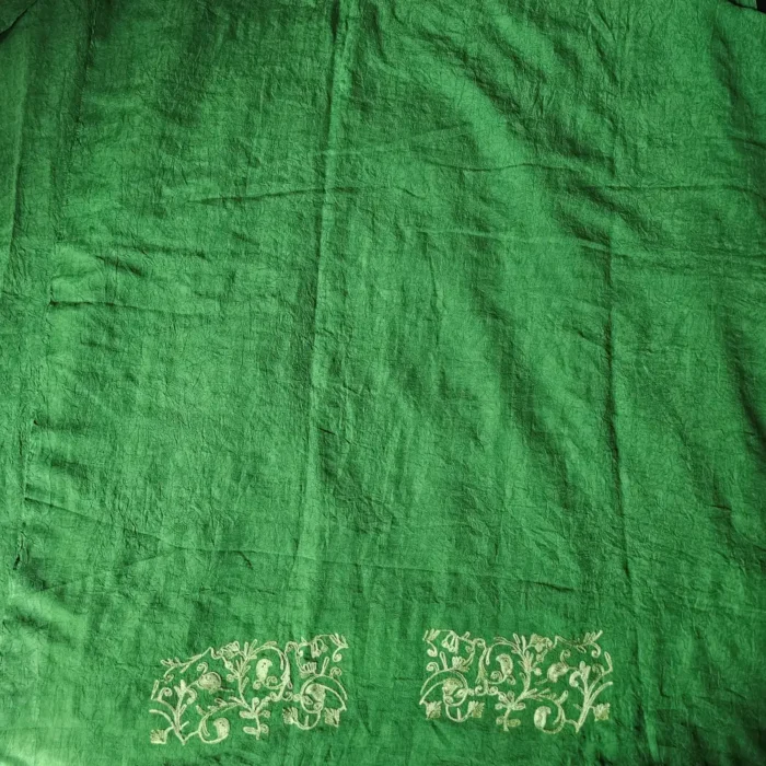 Kashmiri Cotton 2PC Green Unstitched Suit Fabric With All over Jaal Badami Work - Khayam - Image 4