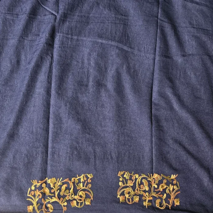 Dark Blue Kashmiri Cotton 2PC Unstitched Suit Fabric With All over Jaal Badami Work - Khayam - Image 4