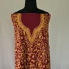 Kashmiri Maroon Cotton 2PC Unstitched Suit Fabric With All over Jaal Badami Work – Khayam