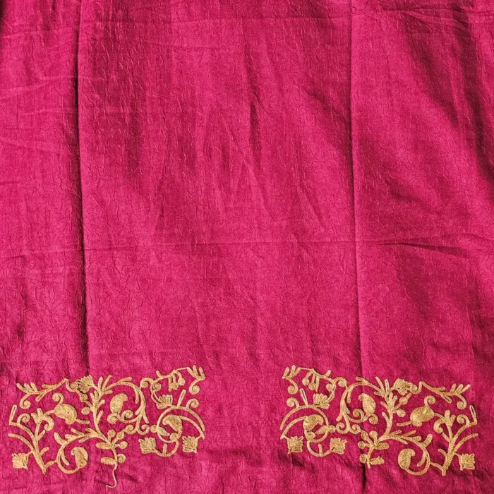 Kashmiri Maroon Cotton 2PC Unstitched Suit Fabric With All over Jaal Badami Work – Khayam - Image 4