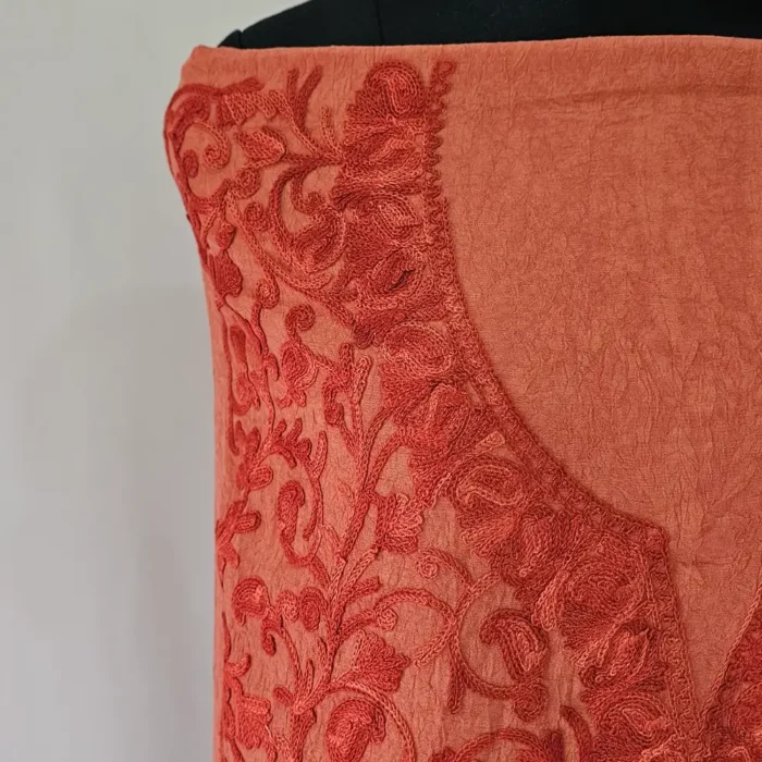 Dusty Pinkish Kashmiri Cotton 2PC Unstitched Suit Fabric With All over Jaal Badami Work – Khayam - Image 3