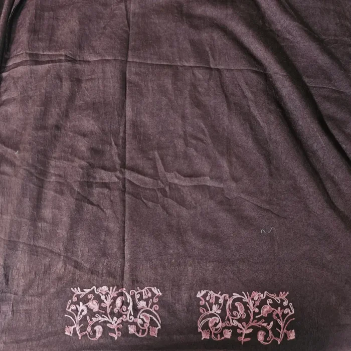 Brown Kashmiri Cotton 2PC Unstitched Suit Fabric With All over Jaal Badami Work – Khayam - Image 4