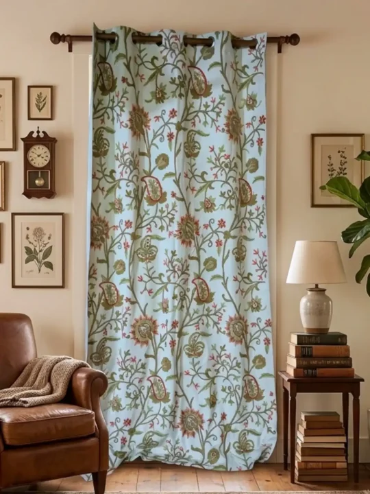 Kashmiri Crewel Curtain in Premium Cotton with Handwork