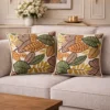Dusoot Cotton Cushion Covers Pair with Wool Chain Stitch Embroidery (18x18)