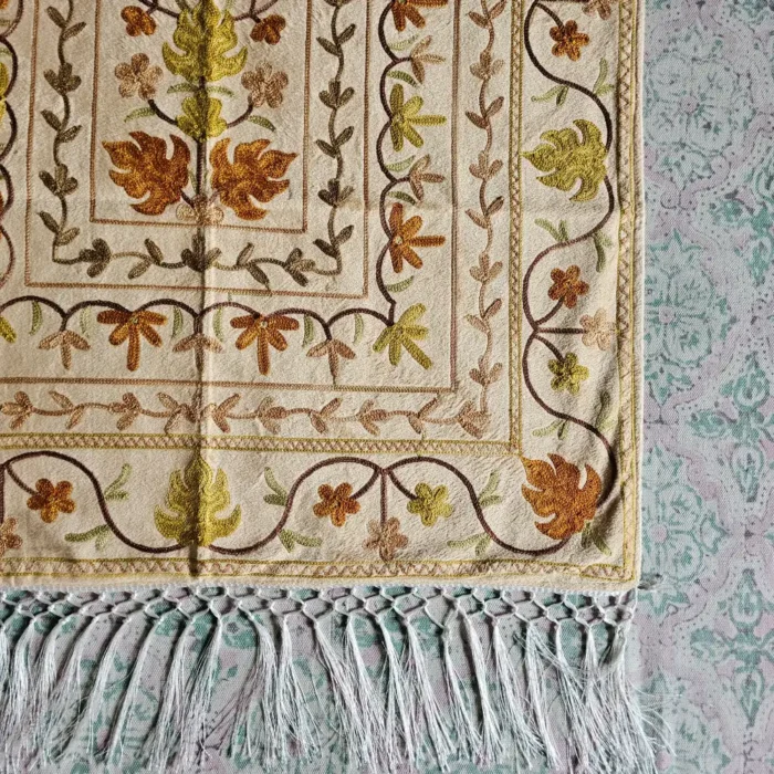 Beige Kashmiri Aari Embroidered Prayer Mat - Image 3