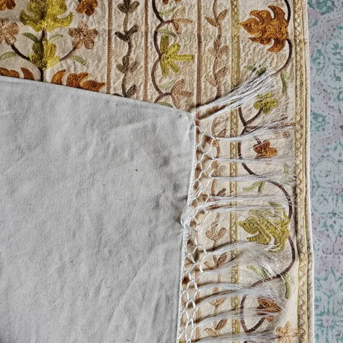 Beige Kashmiri Aari Embroidered Prayer Mat - Image 4