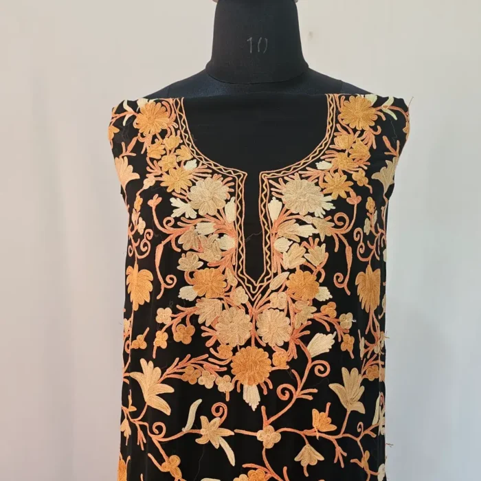 Black 3PC Ari Embroidered Georgette Kashmiri Suit Akh Rang - Dal Jheel - Image 3