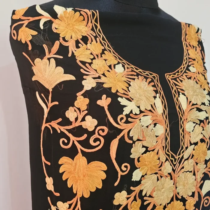 Black 3PC Ari Embroidered Georgette Kashmiri Suit Akh Rang - Dal Jheel - Image 4