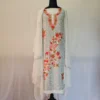 Creamy 3PC Ari Embroidered Georgette Kashmiri Suit Ze Rang - Dal Jheel