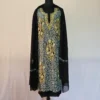 Black 3PC Ari Embroidered Georgette Kashmiri Suit Ze Rang - Dal Jheel