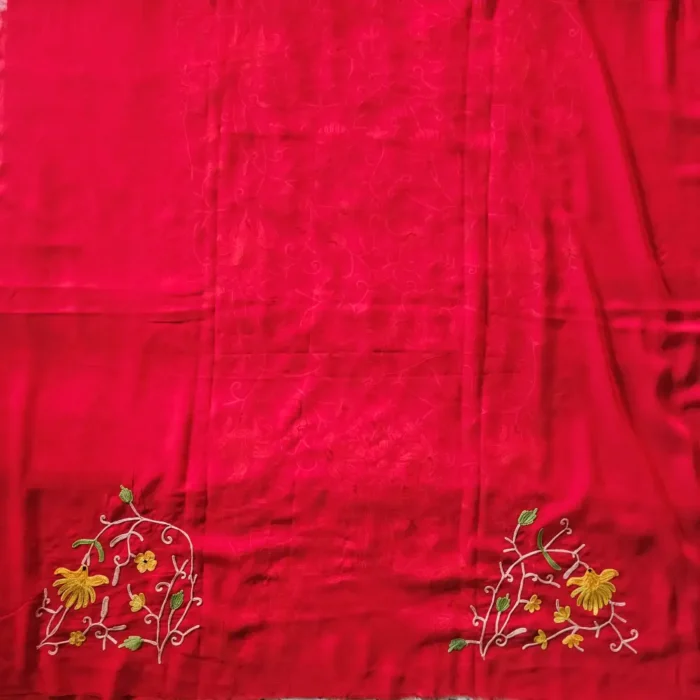 Red 3PC Ari Embroidered Georgette Kashmiri Suit Akh Rang - Dal Jheel - Image 2