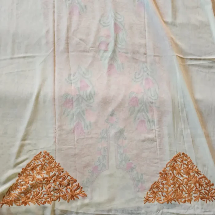 Yellow 3PC Ari Embroidered Georgette Kashmiri Suit Ze Rang - Dal Jheel - Image 5