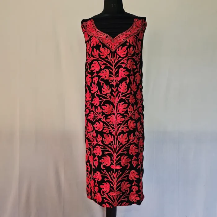 Black 3PC Ari Embroidered Georgette Kashmiri Suit Ze Rang - Dal Jheel - Image 2