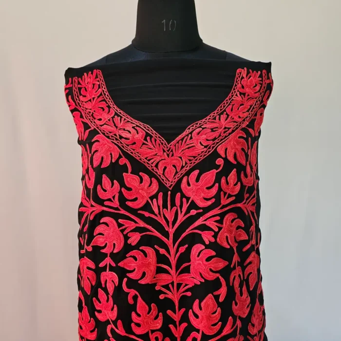 Black 3PC Ari Embroidered Georgette Kashmiri Suit Ze Rang - Dal Jheel - Image 3