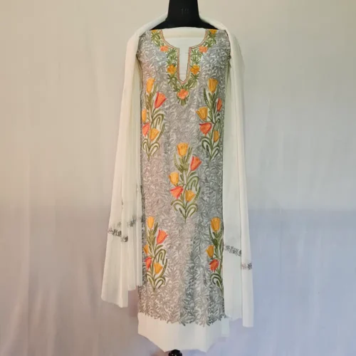 3PC Ari Embroidered Georgette Kashmiri Suit Ze Rang - Dal Jheel