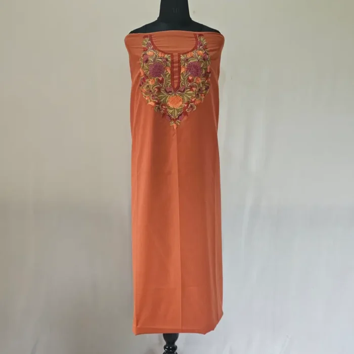 Rustic Orange 2PC Summer Cool Kashmiri Suit With Hand Aari embroidery - Zohra - Image 2