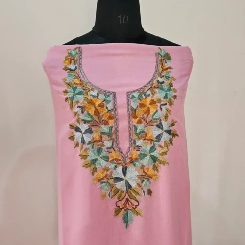 2PC Pinkish Summer Cool Kashmiri Suit With Hand Aari embroidery - Zohra